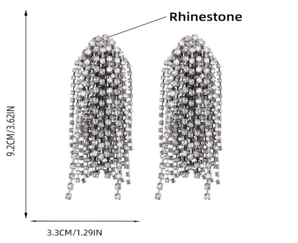 European and American exaggerated trend alloy diamond rhinestone tassel earrings #FEA 1 - Image 3