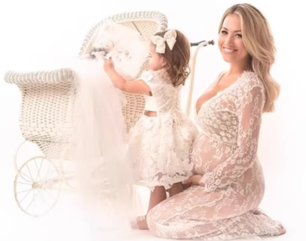 New pregnant woman lace trailing photo studio long dress #FD9 - Image 2