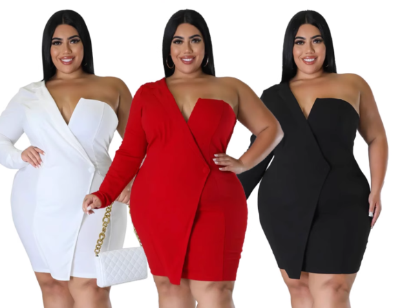 Plus size One Shouldered dress #FD11 - Image 2