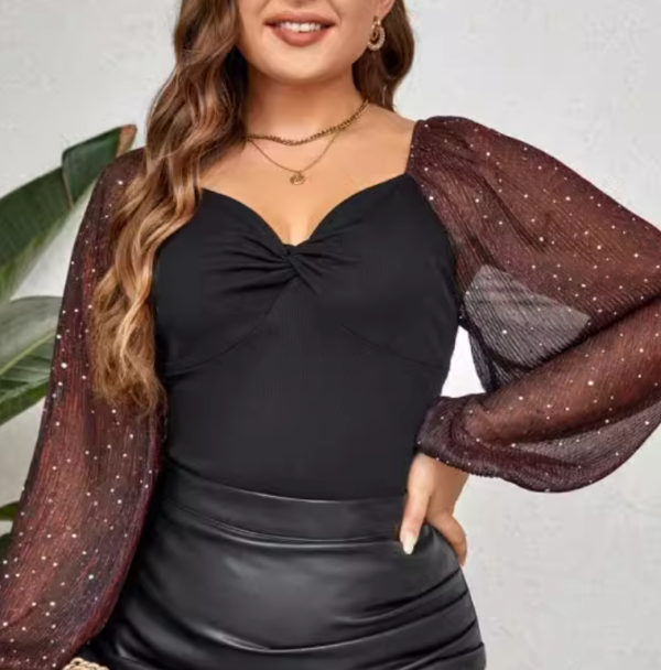 Plus Size Chic and Flattering Women Casual V-Neck Shirt #FT6 - Image 3