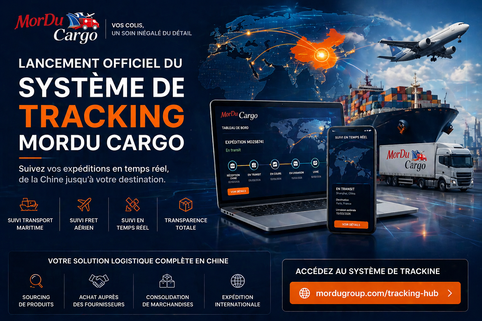 Système de tracking MorDu Cargo en Chine pour le suivi des expéditions en temps réel