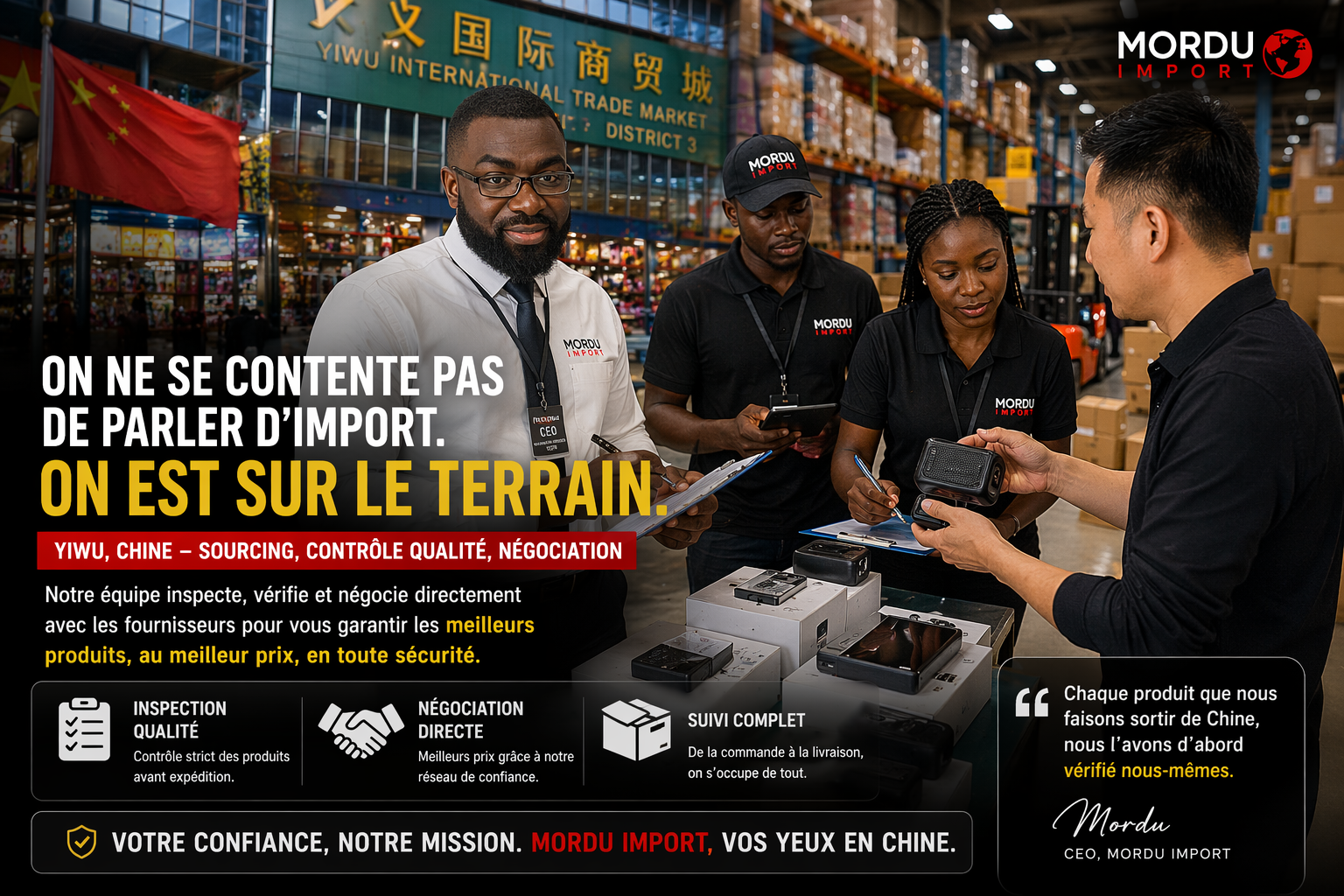 MorDu Group Chine Yiwu inspection fournisseur contrôle qualité sourcing produits Chine équipe terrain import sécurisé